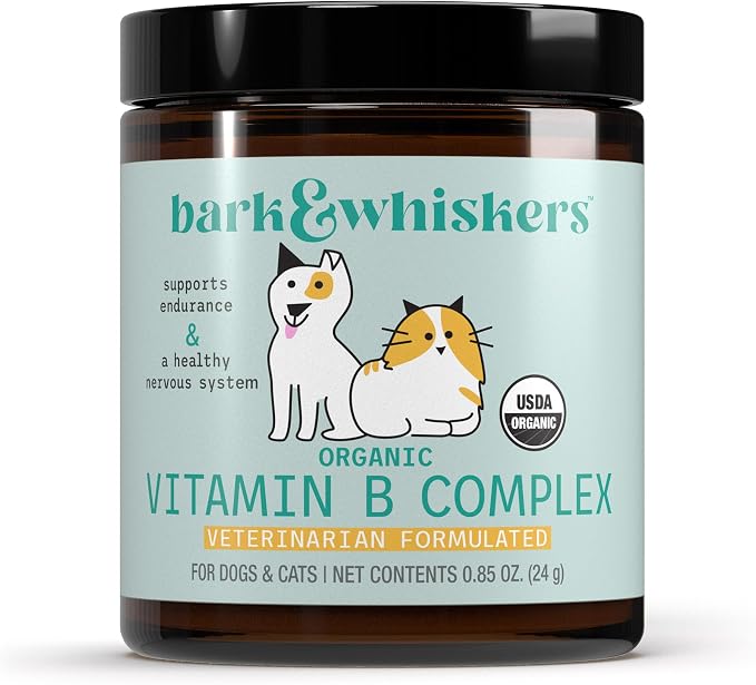 Bark & Whiskers Organic Vitamin B Complex - B Vitamins for Energy & Nervous System Support - for Cats & Dogs - USDA Certified - 0.85 oz