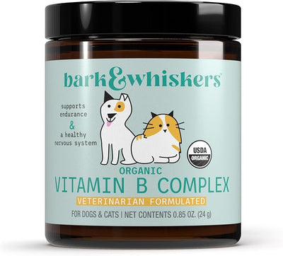 Bark & Whiskers Organic Vitamin B Complex - B Vitamins for Energy & Nervous System Support - for Cats & Dogs - USDA Certified - 0.85 oz