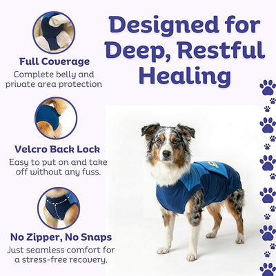 Surgi Snuggly Dog Surgery Recovery Suit - Dog Onesie for Post Surgery Recovery, Female Spay & Male Neuter - Surgical Suit for Dogs, E-Collar Cone Alternative, Double Blue - Large - 18" - 21" (EC)