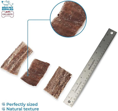GigaBite Beef Esophagus Dog Treats - Natural Gullet Sticks for Dogs, High Protein Single Ingredient Dog Chews, Rawhide Free Dental Dog Treats for All Dog Breeds - Strips Taffy, 1 Pound (Pack of 2)