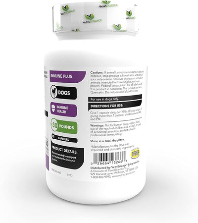 VetriScience Immunity Health Easy-Open Capsules, Immune Plus Supplement for Medium and Large Breed Dogs, Cell Advance Immune and Allergy Support with Antioxidants, Hypoallergenic Formula, 60 Count