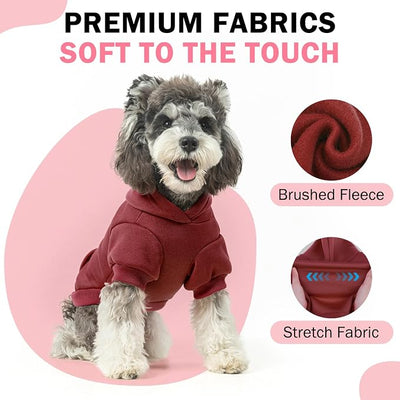 SCENEREAL Dog Hoodie Sweaters for Small Medium Large Size Dogs, Fleece Dog Sweatshirt with Hat and Pocket,Soft Cold Winter All Weather Dog Clothes for S to XL Sized Dogs, Burgundy L