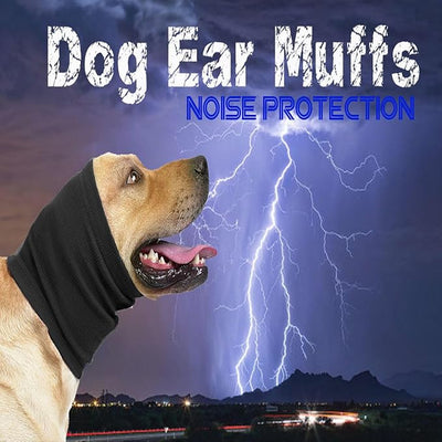 No Shake Ear Wraps for Dogs,Soft Dog Calming Hoodie Dog Ear Cover Ear Muffs for Anxiety,Grooming,Bathing,Swim,Noise Protection Quiet Ear for Dogs,Blcak S