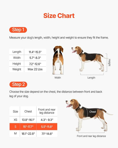 VEVOR Dog Wheelchair for Back Legs, Lightweight 2 Wheels Pet Wheelchair, Height, Width & Length Adjustable, Dog Cart with Shock-Absorbing Wheels, for Injured, Disabled Dogs