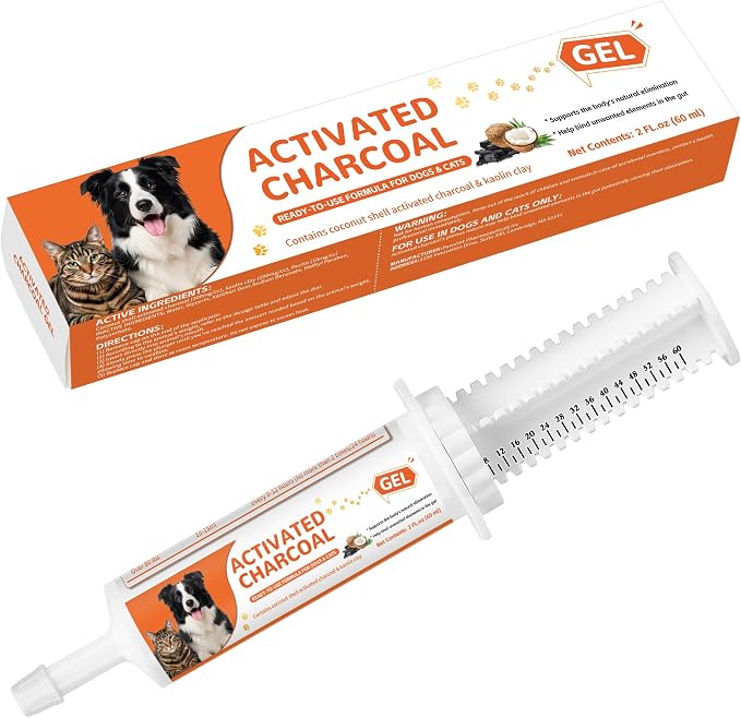 Activated Charcoal Paste for Dogs & Cats – 60 ml First Aid for Pet Poison Emergency, Toxin Absorber for Digestive Health, Easy-Use Paste for Puppy & Kitten, Home & Travel Essential
