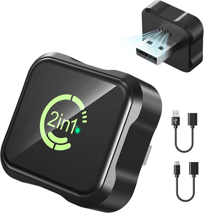 2026 Upgraded Wireless CarPlay & Android Auto Adapter, 2-in-1 Mini Size Plug and Play Adapter for iPhone & Android Auto, Seamless Connection for Convert Wired to Wireless Car Play, USB/USB-C Port