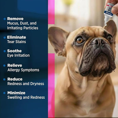 EYEMYCIN dog eye drops and cat eye drops , pet eye drop , Vet-Recommended Dog Eye Infection Treatment to Soothe Infection Allergy,Relieve Dry Eyes Pink Eyes, Pet Tear Stain Cleaner Horses (0,33 fl oz)