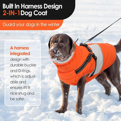 AOFITEE Dog Coat, Warm Dog Jacket with Harness Built in, Waterproof Coats for Small Dogs, Dogs Winter Coat Puffer Jacket with Zipper & Fleece Collar, Pet Snowsuit Sweater for Chihuahua Yorkshire, XS