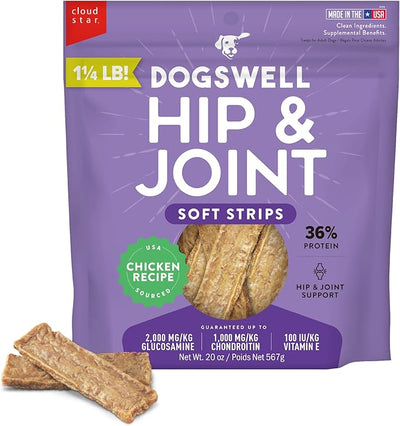 Dogswell Hip & Joint Soft Strips Dog Treats, Chicken, 20 oz. Pouch
