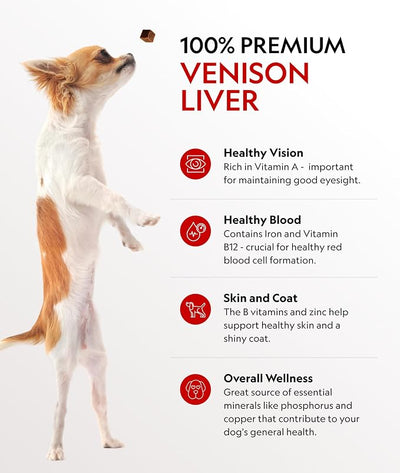 First Light Farms Freeze-Dried Venison Liver Dog Treats | 3oz Bag | 100% Single Ingredient | Free-Range, Pasture-Raised | Nutrient-Dense, High Protein