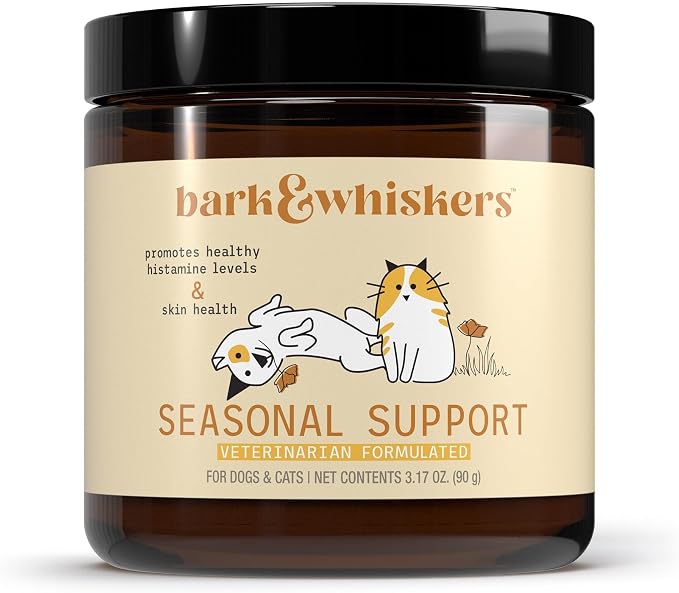 Dr. Mercola Bark & Whiskers Seasonal Support - Immune Support for Dogs & Cats - Quercetin - Butterbur Extract - Organic Stinging Nettle - 3.17 oz (90 Scoops)