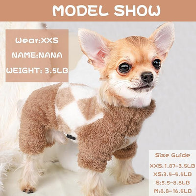 Sebaoyu Turtleneck Dog Pajamas for Small Dogs, Fleece Sweater, Winter Cute Tiny Clothes Outfit Puppy Pet Jumpsuits Chihuahua Yorkie Cat Clothing(Beige, Medium)