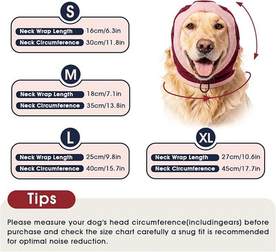 IECOii No Shake Dog Ear Wrap Hematoma for Anxious Dogs(Red,M) | Soft Breathable Ear Cover for Fireworks,Thunderstorms,Grooming & Travel,Adjustable Dog Ear Muffs for Small Medium Large Dogs