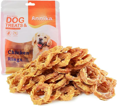 Annika Chicken Rings Dog Treats – Natural Chicken Jerky Chews, Rawhide-Free Healthy Training Treats for Small, Medium & Large Dogs, High Protein Snacks for Hip & Joint Support, 11.6 oz