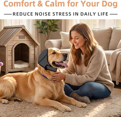 Dog Ear Muffs, No Flap Ear Wrap for Hematoma, Waterproof Calming Hoodie for Bathing, Grooming, Drying & Noise Relief