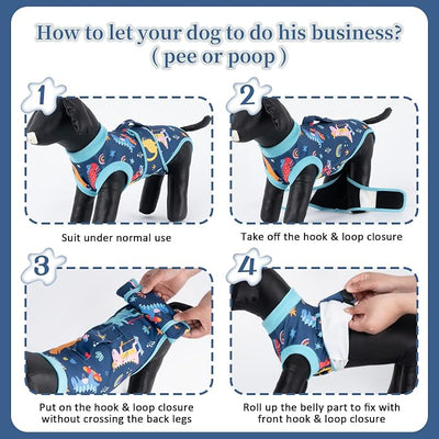 Dog Surgery Recovery Suit,Female Male Dog Onesie for Spay Neuter,Substitute E-Collar & Cone,Anti-Licking Breathable Onesie for Small Medium Large Dogs,New Dinosaur Pattern M