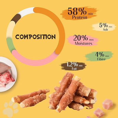 Dog Treats Chews, Chicken Wrapped Beef Cartilage, Rawhide Free & Grain Free Dog Snacks 10.6 oz Each 3–4 in Long