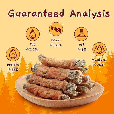 Jungle Calling Dog Treats, High Protein Dog Chewy Treats Health Teeth and Coat, Chicken Wrapped Cod Skin Sticks, Rawhide-Free Cod Fish Skin Snacks for Dogs, 10.6 oz