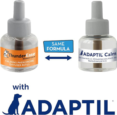 ThunderEase Dog Calming Pheromone Diffuser Refill | Powered by ADAPTIL | Vet Recommended to Relieve Separation Anxiety, Stress Barking and Chewing, and The Fear of Fireworks and Thunderstorms (60 Day