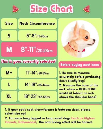 Inflatable Dog Pillow Cone Collar After Surgery, Donut Soft Neck Cone for Pug Dachshund Medium Dogs, etc, Recovery E Collar to Stop Licking Watermelon
