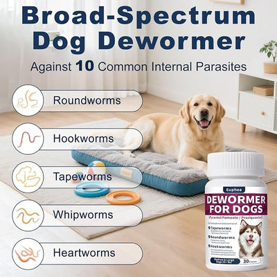 7-Way Dewormer for Dogs, Wormer for Tapeworms, Roundworms & Hookworms in Medium Dogs & Puppies (Over 25 lbs), with Praziquantel & Pyrantel Pamoate, 30 Tablets