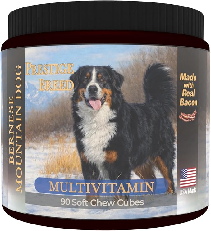 Bernese Mountain Dog Multivitamins, 90 Count, Made in the USA with Real Bacon.