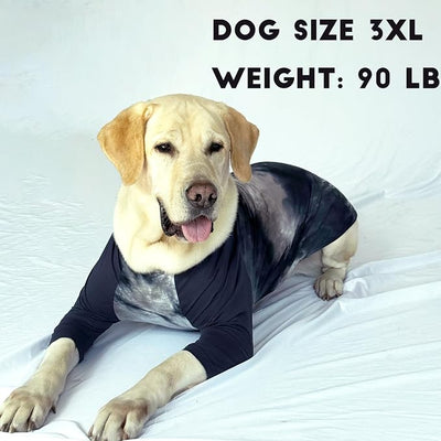 Dog Cotton Black Grey Tie Dye T-Shirts Soft and Stretchy Breathable Pet Shirt Pajamas Pets Clothes for Large Dogs,3XL Grey