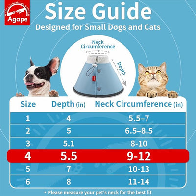 Agape Soft Dog Cone for Small Dogs & Cats, Recovery Collar to Stop Licking | Comfy E Collar Alternative for Puppies, Adjustable Cloth Cone After Surgery, Protective Neck Cone for Kittens, Washable