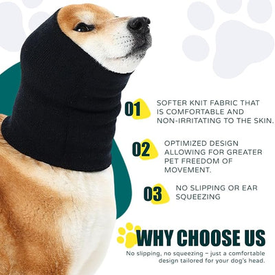Dog Calming Hoodie Quiet Head Cover Sleeves Double Layer Thickened Dog Ear Muffs Noise Protection,Dog Hematoma Ear Wrap, Dog Headband for Anxiety Relief for Bath, Thunderstorms