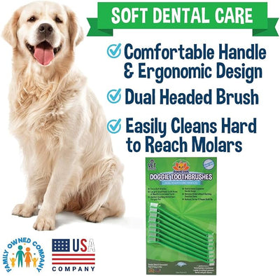 Bodhi Dog Dual-Headed Toothbrush for Dogs & Cats - Soft Bristles for Gentle Pet Dental Care - Puppy & Adult Teeth Cleaning - Easy-to-Use Design for Healthy Gums & Fresh Breath (8 Count)