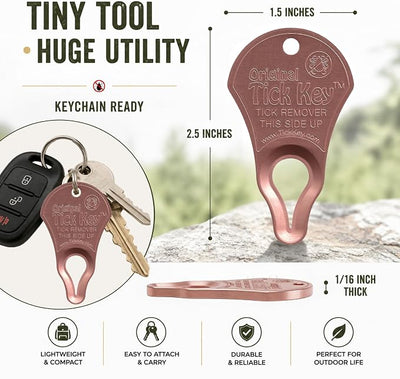 The Original Tick Key - Tick Detaching Device - Portable, Safe and Highly Effective Tick Detaching Tool (Copper)