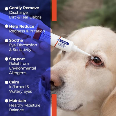 Dog Eye Drops - Cat Eye Drops - Vet Recommended Pet Eye Drops to Clean and Soothe Eye Infections, Allergies, Dry & Pink Eyes, Tear Stain Remover for Dogs, Cats, Horses & Birds (Cream)