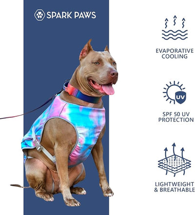 Spark Paws Dog Cooling Vest - SPF 50 UV Sun Protection - Summer Heat Relief Gear for Dogs, Lightweight, Evaporative Cooling - Dog Anxiety Relief Vest During Hot Days - Snowcone, 2XL