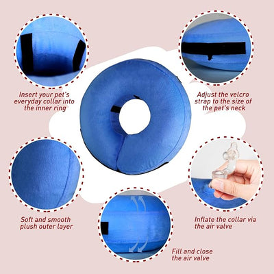 Inflatable Dog Cone Collar-Soft Protective Cone for Dogs After Surgery,Dog Donut Collar for Large Medium Small Dogs and Cats (Blue,X-Large)