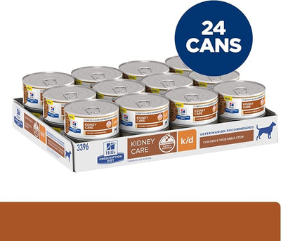 Hill's Prescription Diet k/d Kidney Care Chicken & Vegetable Stew Wet Dog Food, Veterinary Diet, 5.5 oz. Cans, 24-Pack