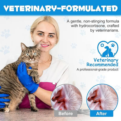 Ear Infection Treatment Drops for Dogs and Cats,with 1% Hydrocortisone Soothing Dog Yeast Infection, Itchy Ear Relief-Treats Ear Infections for Dogs & Cats - 2 fl oz