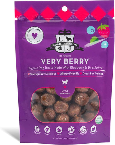 Lord Jameson: Very Berry 3oz - Small Breed Dog Treats - Soft & Chewy, Antioxidant Rich, Training & Little Rewards