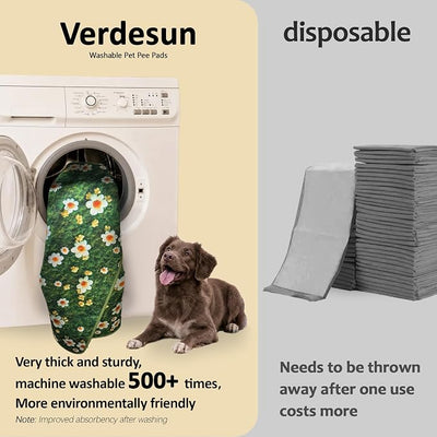 Washable Pee Pads for Dogs, Reusable Puppy Potty Training Pads, Ultra-Absorbent Thick Waterproof Leak-Proof Non-Slip Pads & Mat for Crate, Playpen, Floor, Whelping & Housebreaking , 2 Pack 48"x48"