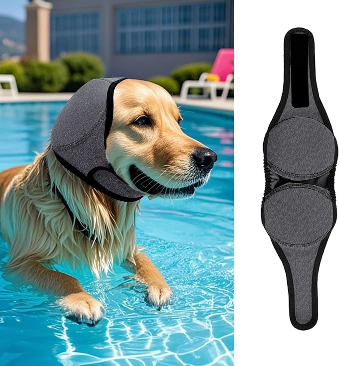 LIANZIMAU Dog Ear Covers for Bath, Swimming & Grooming Water Resistant Dogs Shower Cap Reusable Dog Ear Protection for Noise, Blow Drying Adjustable Ear Wraps for Dogs Bathing Supplies