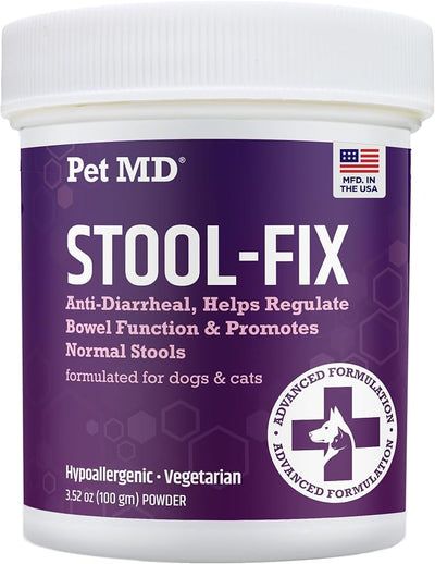 Pet MD Stool-Fix - Powdered Clay Anti Diarrhea for Dogs & Cats - Anti Diarrheal Treatment for Upset Stomach Relief, Promotes Normal Stool - 100g