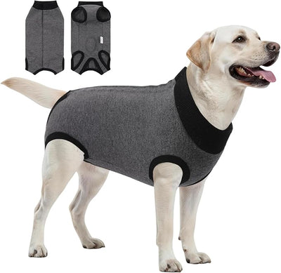 SAWMONG Recovery Suit for Dogs Female Male, Cotton Breathable Dog Onesie After Surgery Spay Neuter, Professional Dog Surgical Suit, Substitute Pet E-Collar Cone (Grey, X-Large)