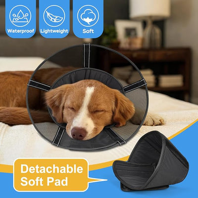 Dog Cone Collar to Stop Licking, Soft Mesh Recovery Collar After Surgery with Liner, Elizabeth Cone Alternative for Medium and Large Dogs, for Surgery, Spay, Neuter, Wound Care,L,Matte Black