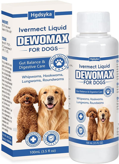 Dewomax for Dogs, lvermect Support Liquid for Puppies and Adult Dogs, Broad Spectrum Gut Balance Formula, Supports Internal Cleanse, Stomach Comfort and Digestion, Easy to Administer - 3.5 OZ