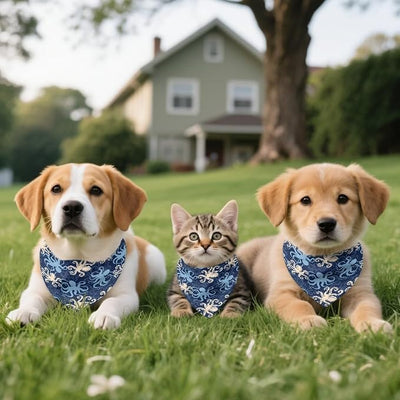 KEIAHUAN Dog Bandanas Cartoon Marine Animals Dog Scarf Adjustable Puppy Scarf Triangle Bibs Holiday Pet Costume for Small Medium Pet Dogs