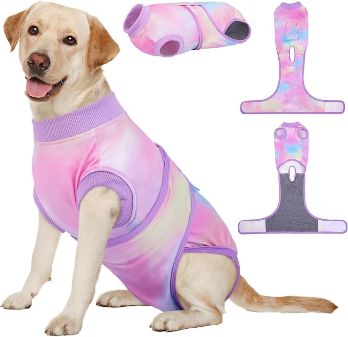 Kuoser Recovery Suit for Dogs, Adjustable Female Spay Dog Surgery Suit, Pet Surgical Shirt Male Neuter Anti Licking Abdominal Wounds Puppy Onesie Bodysuit, Alternative to Doggie Cone After Surgery