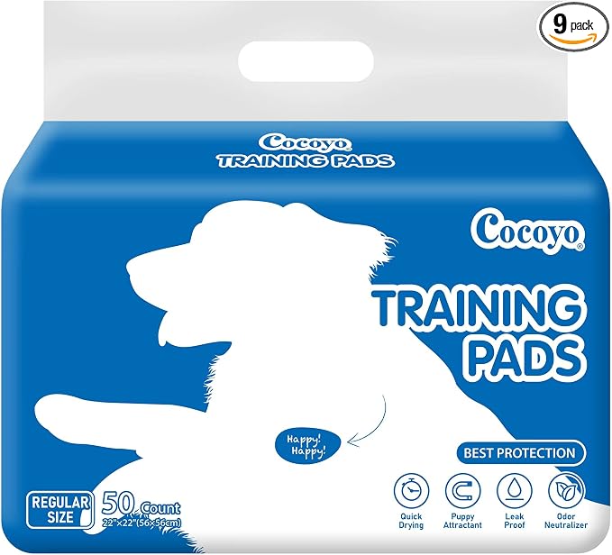 COCOYO Best Value 22"x22" Dog Training Pads 50 Count | Dog Pee | Super Absorbent Puppy Pads, White (Pack of 9)