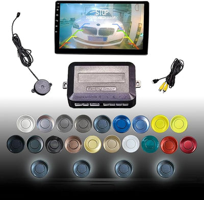 LCD Parking Sensor Kit - Displays Data on Original Screen, Easy Rear Installation, Compatible with All Camera Formats (AHD, CVBS), 18 Probe Colors to Match Any Vehicle（Livid Grey）