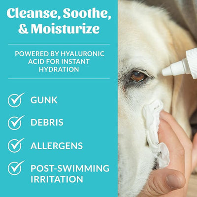 SKOUT'S HONOR HydroClear Eye Wash with Hyaluronic Acid, 4oz Bottle - Non-Medicated, Daily Eye Care for Dogs & Cats, 2-Pack