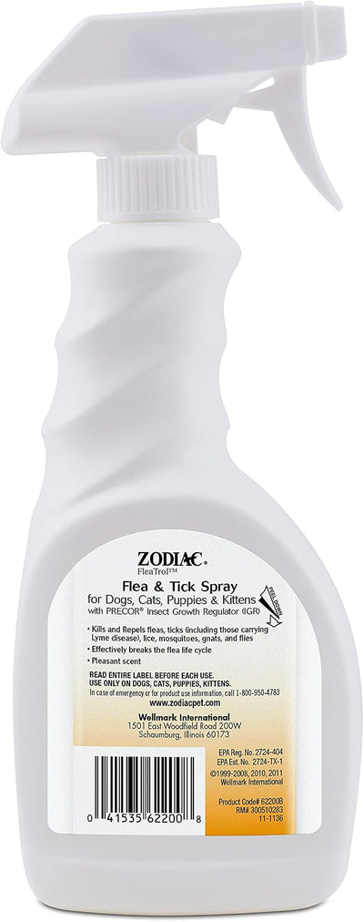 Zodiac Flea & Tick Spray for Dogs, Cats, Puppies & Kittens 16 fluid ounces