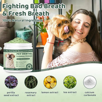 Dog Teeth Cleaning Powder, Dog Dental Powder, Dog Dental Care, Targets Tartar & Bad Breath & Reduces Plaque, Dental Powder for Dog Teeth Cleaning, Green